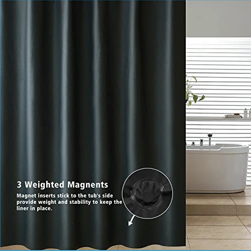 Finebat Shower Curtain Liner 72 X 72, Non-Toxic Odor Free Plastic Waterproof 4G Lightweight Shower Liner For Bathroom, With Grommets Holes And 3 Heavy Duty Magnetic Weights (Black) #TOP2