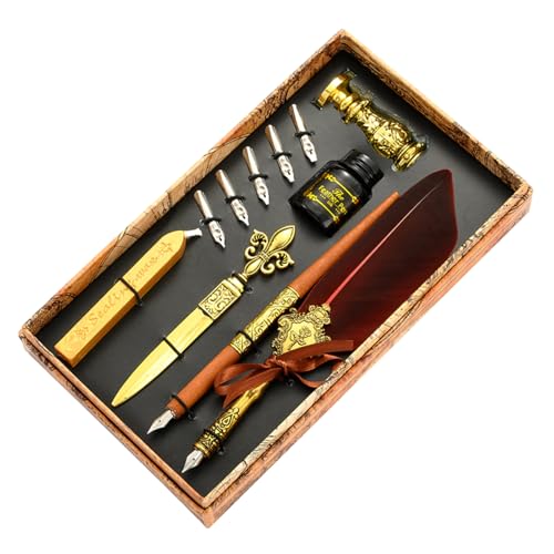 Ensemble plume et encre rétro avec stylos calligraphie et cire à cacheter