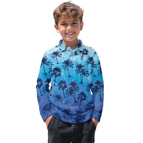 Shirts for Boys 3-16 Long Sleeve T-Shirts Hawaiian Shirt Holiday Beach Clothes