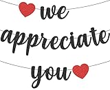 Picture of We Appreciate You Banner Black Glitter Thank You Employee Teacher Doctor Nurse Staff Appreciation Week Employee Appreciation Banner for Office Party Decorations