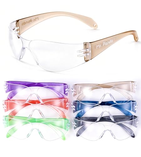 Mr. Panda 6-Pack Kids Safety Glasses ANSI Z87.1 & EN166 Certified Youth Protective Eyewear Scratch-Resistant UV Protection Lightweight for School DIY & Outdoor Activities Multicolor