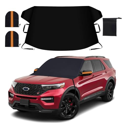 TX-INNO AUTO Windshield Cover for Ice and Snow, Car Windshield Snow Cover with Side Mirrors Cover, Thicken Winter Windshield Covers Waterproof Outdoor Covers Fits Most Cars SUVs and Vans (75'x47')