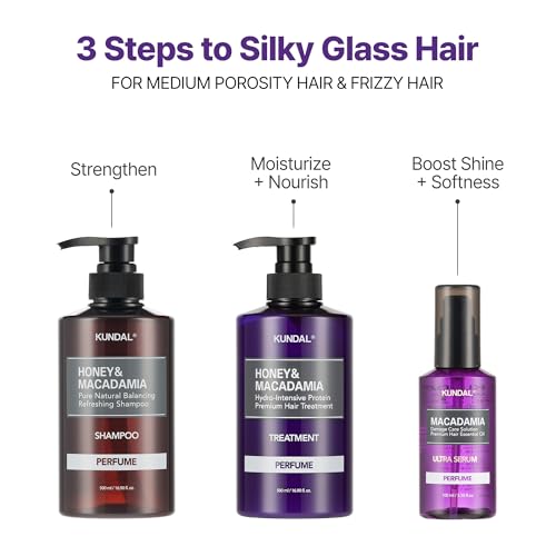Image of KUNDAL Macadamia Korean Hair Care Ultra Serum, Pink Grapefruit, 3.38 Fl Oz - Quick Absorption, Natural Oils Blend, Intense Moisturization