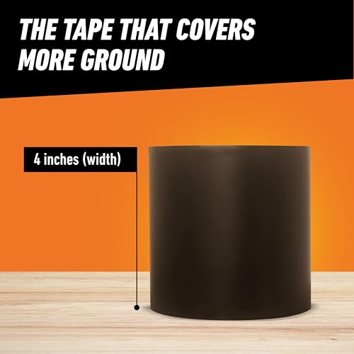Image of GORILLA Waterproof Patch & Seal Tape, Black Tape, 4 inch x 10' (Pack of 3) - Permanent Weather Resistant Seal for Leaks and Repairs