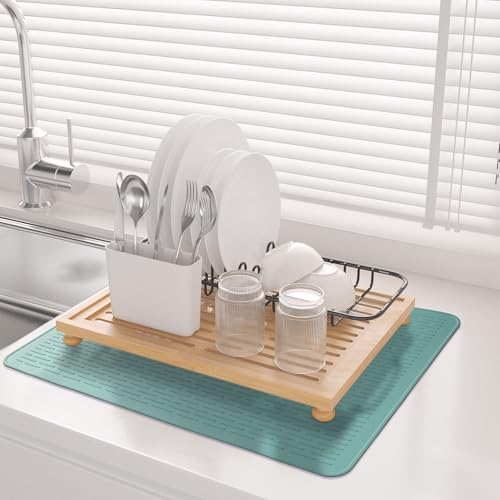 Image of Stove Top Cover for Electric Stove- Range Covers for Electric Stove,Silicone XXL Dish Drying Mat, Glass Cooktop Covers, Flat RV Range top Mats (Aqua, 30 inchx21 inch)