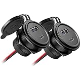 acegoo USB C Steckdose 12V Auto Wohnmobil 48W, Typ C Buchse Einbau Dose Aluminum Wasserdicht 12 Volt DC Adapter KFZ Ladegerät Stecker für LKW Wohnwagen Motorrad Boot (2 Stück)