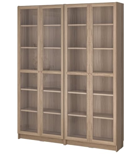 MARIAS KOMMERCE Billy/OXBERG Bookcase Combination w Glass Doors, Oak Effect, 160x202 cm (63x79 1/2 ")