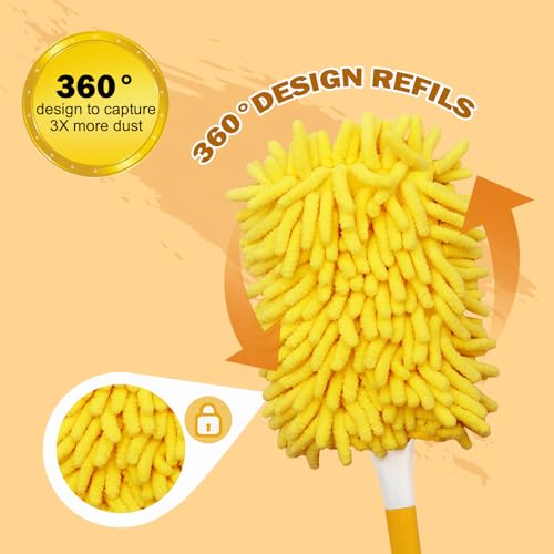 Image of Reusable Duster Refill for Swiffer, 360 Heavy Duty Dusters Refills Compatible with Swiffer Duster Refill, Microfiber Ceiling Fan Hand Duster Refills 4 Pack(Handle is Not Included)
