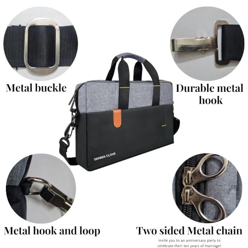 Image of DERBEN CLOVE laptop messenger 15.6 inch bag | handbag briefcase office side shoulder sling bag for women | stylish daily office going for men and ladies | Lightweight Padding Spacious - Black /Grey