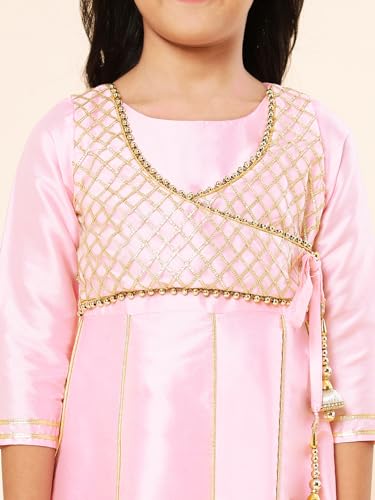 Image of A.T.U.N. (ALL THINGS UBER NICE) Girls Woven Design Gota Jacket Maxi Anarkali Gown