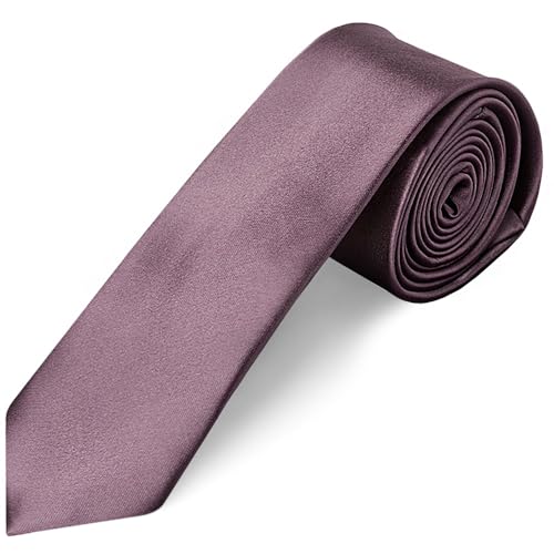 TIES R US Plain Mauve Satin Skinny Men's Tie