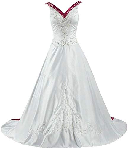 Robe de mariée broderie satin masquer les hanches silhouette élancée - 2