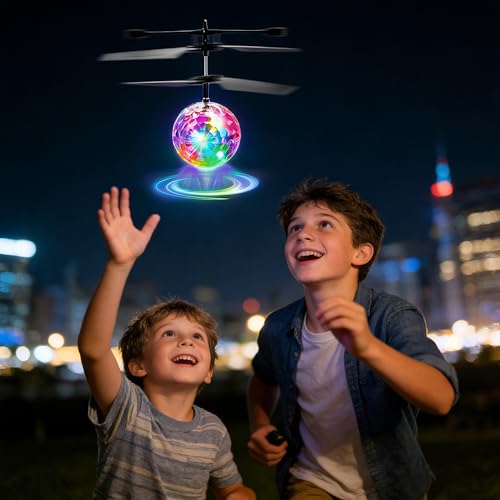 XUBX 2 Stück RC Fliegender Ball Kinder Spielzeug, Ferngesteuerte Helikopter, Mini Drohne für Kinder Flying Orb Ball Flugzeug, LED RC Flugzeug Helikopter mit Handsensor Infrarot, Mini Hubschrauber