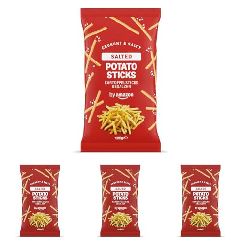 by Amazon Palitos de Patata Frita con Sal, 125g (Paquete de 4)