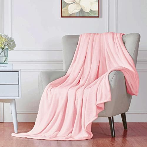 Walensee Fleece Blanket Plush Throw Fuzzy Lightweight (Throw Size 50x60 Pink) Super Soft Microfiber Flannel Blankets for Couch, Bed, Sofa Ultra Luxurious Warm and Cozy for All Seasons