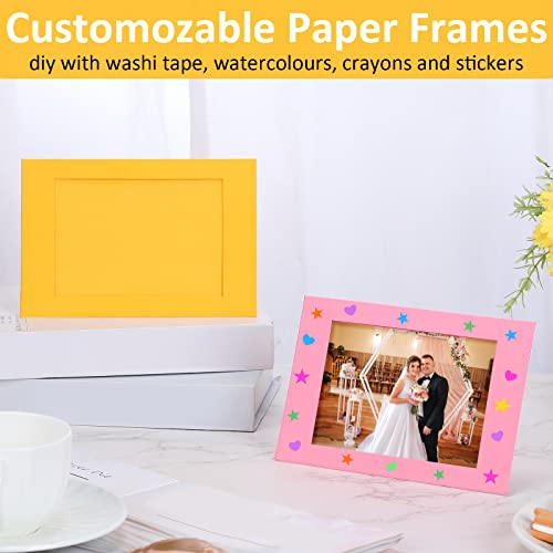 100 Pcs Colorful Paper Picture Frames With Easel 4 X 6 Inch Cardboard Photo Frame Standing Kids Art Frame Rainbow Photo Frame Cards Bulk For Diy Crafts Collage Display Classroom Wedding, Multi Colors #TOP2