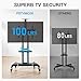 PERLESMITH Rolling TV Stand with Wheels for 32-85 Inch LCD LED 4K Flat Screen TVs, Tilt Mobile TV Cart with Shelf Holds Up to 100 lbs, Height Adjustable Floor TV Stand Max VESA 600x400mm- PSTVMC05