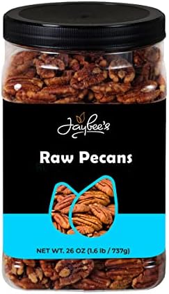 Jaybee's Nuts Whole Unsalted Pecans - Raw - Great for Gift Giving or As Everyday Healthy Snack - Reusable Container - Certified Kosher (26 Ounces) - Gluten-free, Vegan, Keto, Paleo Friendly