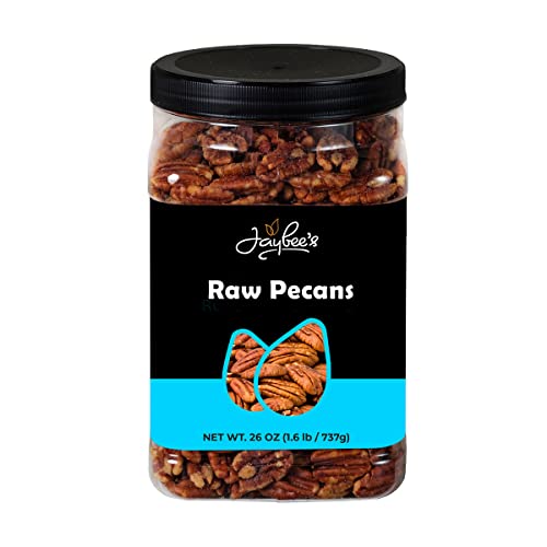 Jaybee's Nuts Whole Unsalted Pecans - Raw - Great For Gift Giving Or As Everyday Healthy Snack - Reusable Container - Certified Kosher (26 Ounces) - Gluten-Free, Vegan, Keto, Paleo Friendly #TOP20