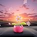 Pink Solar Powered Dancing Swinging Flower Toy Car Dashboard Ornament Home Office Decor Gift Stylish and Popular Practical Solar Kits