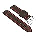 StrapsCo Heavy Duty Carbon Fiber Leather Quick Release Watch Band Strap - Black & Red - 26mm