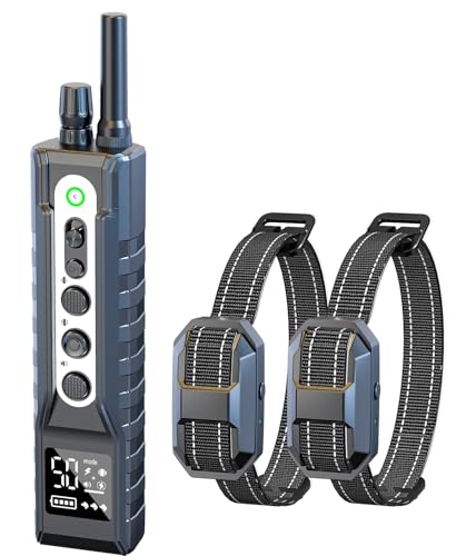 Collier de Dressage pour Chiens, 1-50 Niveaux de Vibration, Portée 3000m avec Télécommande, étanche IPX67, 3 Modes : Super Vibration/Bip/Vibration,Rechargeable, pour Chiens de 3 à 55kg (Deux Packs)
