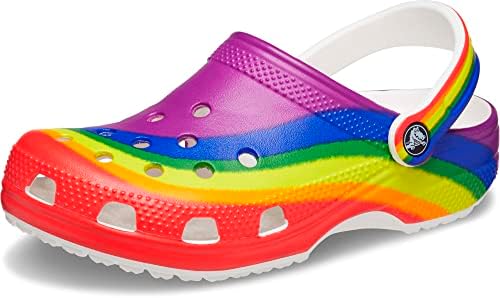 Crocs Unisex Classic Graphic Clogs, Rainbow/Rainbow Strap, 11 US Women