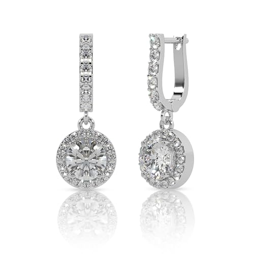 Image of 925 Sterling Silver Dangler Earrings for Women | Sterling Silver Drop Earrings | Hypoallergenic Rhodium Plated Anti-Tarnish Lightweight Daily Wear Jewellery | Gift for Wife, Girlfriend, Mother, Sister | Birthday, Anniversary, Rakhi