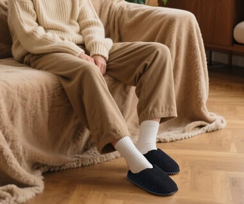 Image of KuaiLu Womens Supportive Memory Foam Slippers Felt Fuzzy Lined Heel Cushion Lightweight House Shoes for Indoor Outdoor