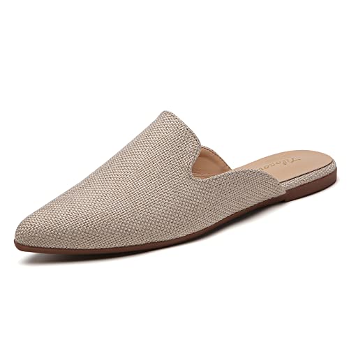 Image of Tilocow Women's Pointed Toe Flat Mules Backless Slip On Loafers