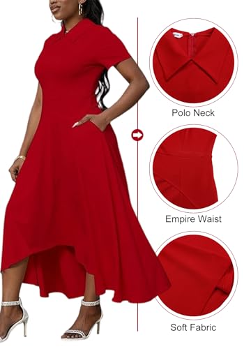 Image of Women Elegant Empire Waist Dress Trendy Short Sleeve A Line Dresses Flowy Church Cocktail Party Dress