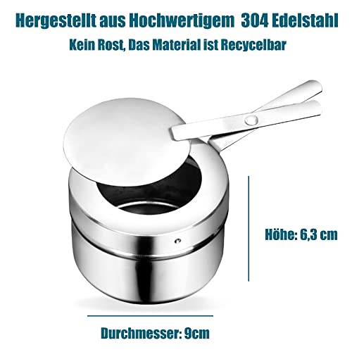 TELANKS Brennpastenbehälter 2 Stück mit Bajonettverschluss, Pastenbrenner aus Edelstahl, Tragbarer Fondue Brenner, Edelstahl Brenner Halter, Behälter für Fondue Speisewärmer oder Chafing Dish