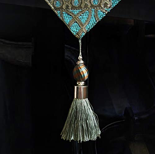 Artbisons Table Runner, 13X72 Inches Double Layer Jacquard Teal And Silver Table Runner With Tassel Mediterranean Collection For Dining Room Dresser Decor #TOP4