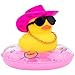 wonuu Car Rubber Duck, Yellow Duck Decoration Dashboard with Sun Hat Swim Ring Necklace Sunglasses for Car Dashboard Decorations, Black Spots Pink Cowboy Hat-Pink
