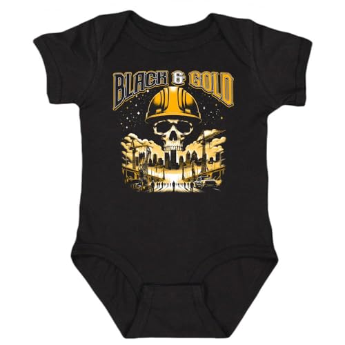 Xtreme Apparrel Black & Gold Through & Through Kid's Bodysuit for Pittsburgh Fans (Black, 6M)
