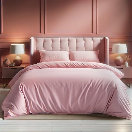 Lavien Home, 100% Cotton Natural Washed Duvet Cover Set King Size with Coconut Buttons, Heat/Temperature-Regulating and Comfy, Breathable 3pcs Bedding Set for All Seasons (King, 104"x90")