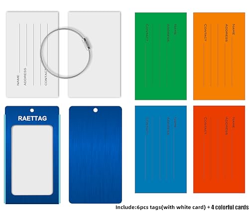 Image of Luggage Tags Metal Suitcase Tags Travel Bag ID Identifier Luggage Tag (Blue 6-Pack)