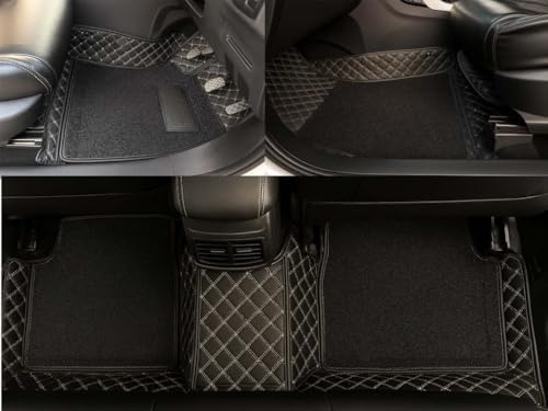 Image of 7D Car Floor Mat Full Set for Mahindra Thar 2021 | 7 Layer Protection Mats | Luxury Leather with Noodle /Curly Car Foot Mat with Healpad | Anti-Skid & Waterproof (Black)