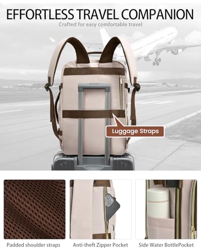 Image of 40L Travel Backpack for Women, Carry On Bag Flight Approved, Waterproof Backpack with 3 Packing Cubes, Weekender Personal Item Bag for Airplane Travel Essentials, TSA Approved