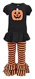 Unique Baby Baby-Girls 2 Piece Halloween Pumpkin Ruffled Pants Outfit (2t)