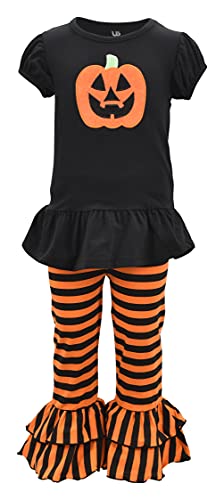 Unique Baby 2 Piece Girls Double Ruffle Leggings Outfit with Short Sleeve Shirt Kid and Toddler Clothes Set