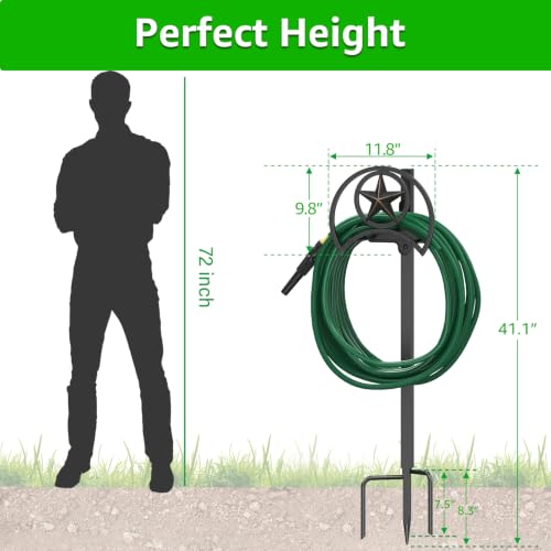 Image of GOFORWILD Garden Hose Holder, Star Decorative, Durable Wall Hose Hanger, Hose Reel, Holds 125-Feet of 5 /8-Inch Hose, Made of Gauge Steel