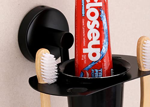 Image of iSTAR Stainless Steel Toothbrush Holder Tumbler Holder Toothbrush Stand Tumbler Stand Bathroom Accessories Anti Rust (Black)