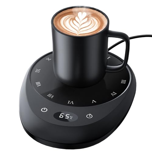 MEION Coffee Mug Warmer for Desk Coffee Cup Warmer 4 Temp Settings & 1-12H Timer Coffee Warmer with Auto Shut Off Smart Gravity Sensor Beverage & Candle Warmer Coffee Gifts Accessories(Black)