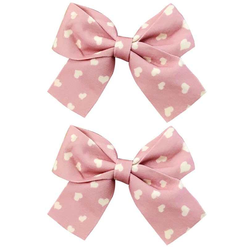 4 pcs 2.75 inch Bow Hair Clips Women Hair Clips Children Girls Hair Clips Suede Hair Clips Fashion Bow Hair Accessories Multicolor Black White Cute Pink (2 White and 2 pink) image 5