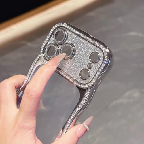 Coque iPhone 13 Pro transparente à bords ondulés et strass argentés - 2