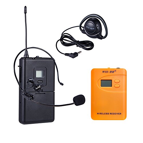 ZLWUS 800R Wireless Tour Guide System, UHF794~806MHz Digitale Audio-Guida - Radio-Guida (1pc Trasmettitore + 9pc Ricevitore) per Insegnamento Visitare And Consultazione(Arancia)