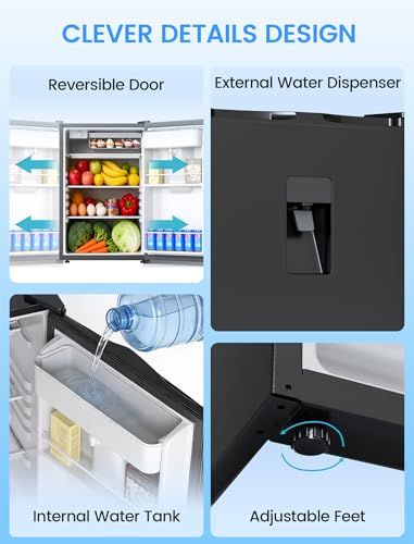 Image of COWSAR 2.5 Cu.Ft Mini Fridge with Freezer, Double Reversible Door Compact Dorm Refrigerator with 2 Removable Shelves, Commercial Apartment Fridge for Bedroom, Office, Kitchen, Dorm, Black