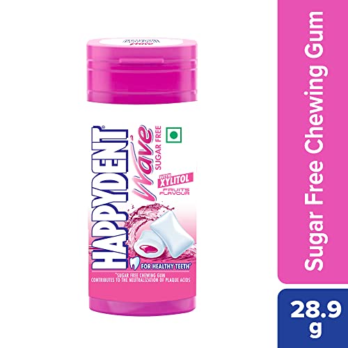 Image of HappyDent Wave, Xylitol Sugarfree Fruits Flavour, Bubble Gum Pocket Bottle, 18 Pc, 28.9 g (Pack of 3)