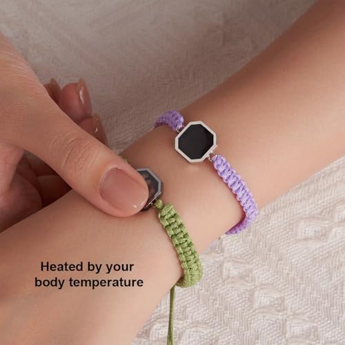 Custom Heat Activated Photo Magic Bracelet Personalized Engraved on Back Hidden Image Magic Heat Bracelets Color Changing with Temperature Picture Reveal Bracelet for Women Men Mom Couple Gifts2